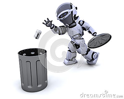 Robot with trash Stock Photo