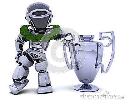 Robot with a trophy Stock Photo