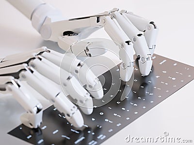 Robot typing on keyboard Stock Photo