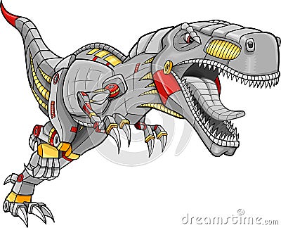 Robot Tyrannosaurus Dinosaur Vector Vector Illustration