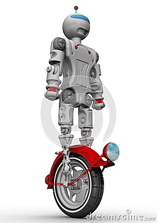 Robot on unicycle Stock Photo