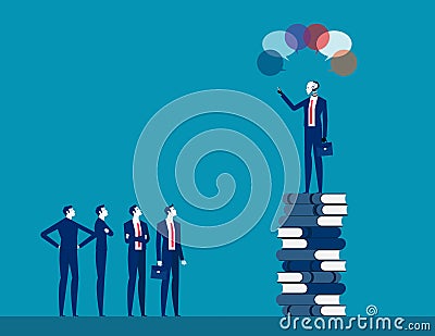 Robot visionary leader and speaking to group of human. Artificial intelligence business vector illustration Vector Illustration