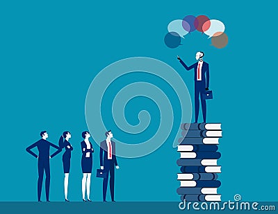 Robot visionary leader and speaking to group of human. Artificial intelligence business vector illustration Vector Illustration