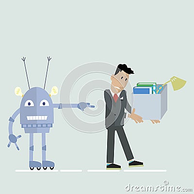 Robot vs man clipart Vector Illustration