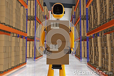 A robot warehouse worker Stock Photo