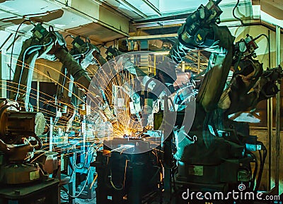 Robot welding Stock Photo