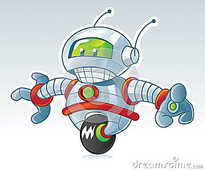 Robot on wheel Vector Illustration