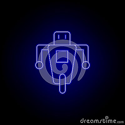 robot, wheel line icon in blue neon style. Signs and symbols can be used for web, logo, mobile app, UI, UX Stock Photo