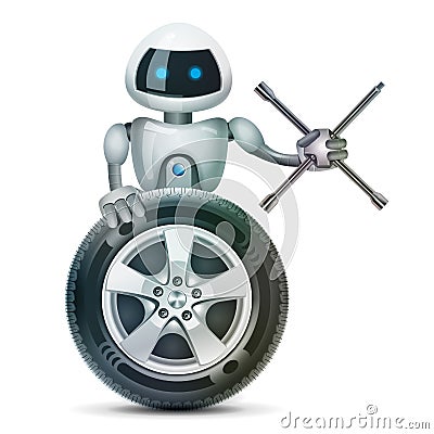 The robot with a wheel and a wheel brace, vector Vector Illustration