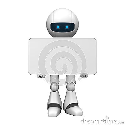 Robot with a white board Stock Photo