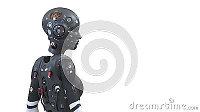 Robot woman, sci-fi woman digital world of the future of neural networks Stock Photo