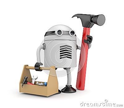 Robot worker Stock Photo