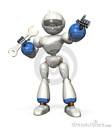 Robot with a wrench Stock Photo