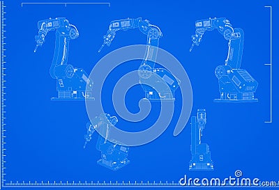Robotic arm blueprint Stock Photo