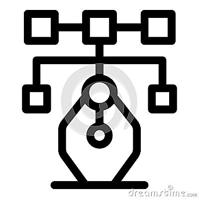 Robotic arm connecting data blocks representing machine learning process Vector Illustration