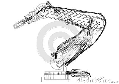 Robotic Arm Design Architect Blueprint - isolated Stock Photo