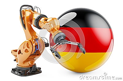 Robotic arm with German flag. Modern technology, industry and production in Germany concept, 3D rendering Stock Photo