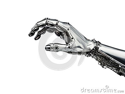 Robotic Arm Isolated on Transparent Background with Clipping Path Cutout: Concept for Future of Mechanics, Tech Engineering Stock Photo