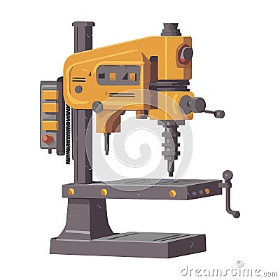 Robotic arm metal drill heavy industry factory Vector Illustration