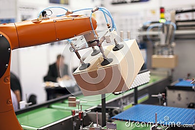 Robotic arm for packing Stock Photo