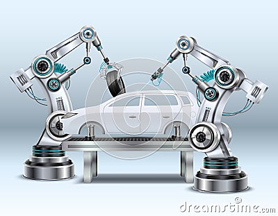 Robotic Arm Realistic Composition Vector Illustration