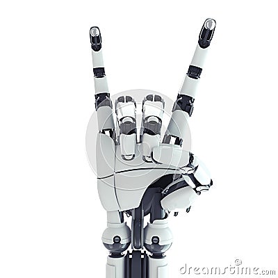 Robotic arm showing rock sign Stock Photo