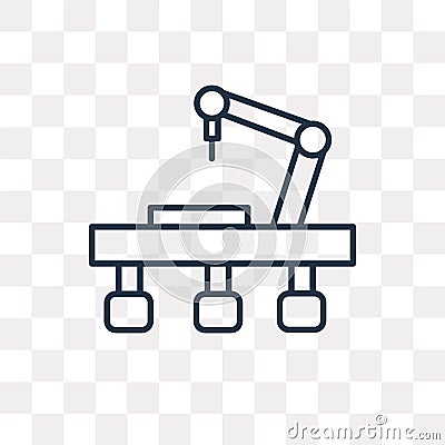 Robotic arm vector icon isolated on transparent background, line Vector Illustration