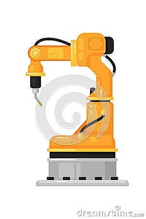 Robotic arm welder. Isolated robotic arm machine Vector Illustration