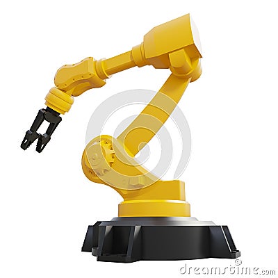 Robotic arm on white background. Mechanical hand. Industrial robot manipulator. Modern industrial technology. 3d Stock Photo