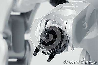 Robotic arm on white background. Mechanical hand manipulator. 3d rendering. Stock Photo