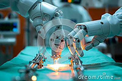 Robotic Arms Assist in Surgery Stock Photo