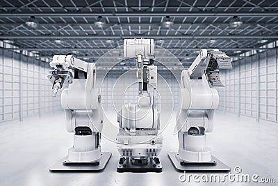 Robotic arms in a row Stock Photo