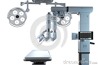 Robotic assisted surgery machine isolated Stock Photo