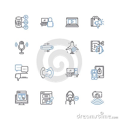 Robotic automation line icons collection. Efficiency, Productivity, Innovation, Accuracy, Optimization, Integration Vector Illustration