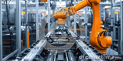 Robotic automation in a modern technology setting. Artificial intelligence in action Stock Photo