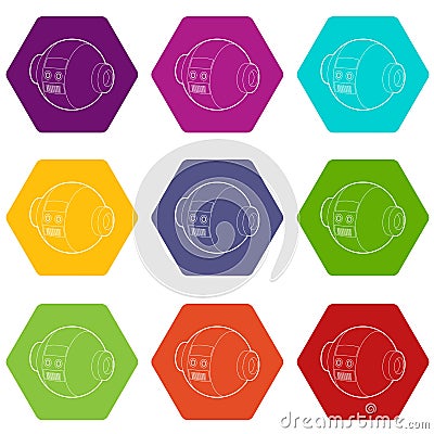 Robotic ball icons set 9 Stock Photo