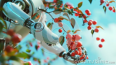 A robotic berry picker using sensors to detect riss and gently pluck berries from their branches Stock Photo