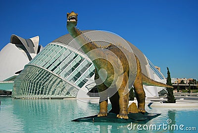 Robotic dinosaurs - City of Arts and Sciences. Editorial Stock Photo