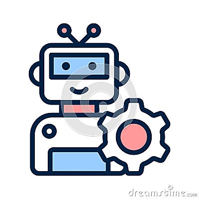 Robotic Engineering, robot setting icon design Vector Illustration