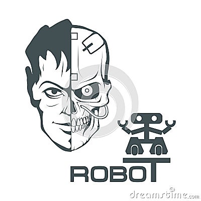 Robotic face. Robot logo for design. Robotics. Vector Illustration