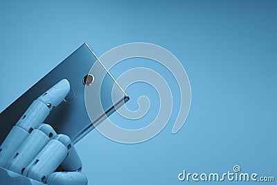 Robotic finger using fingerprint concept Stock Photo