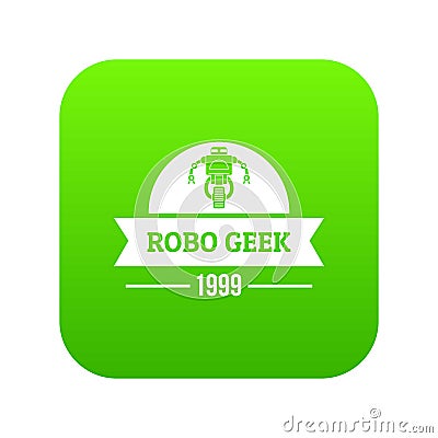 Robotic geek icon green vector Vector Illustration