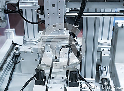 Robotic machine tool in industrial manufacture plant,Smart factory Stock Photo