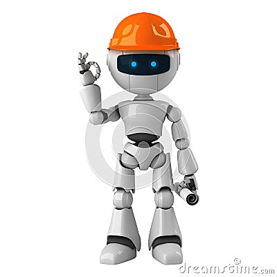 Robotic man with hardhat Stock Photo
