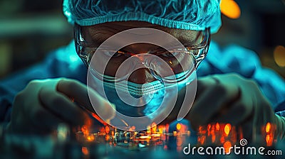 Robotic precision being used in a high-tech laboratory setting for intricate operations. Stock Photo