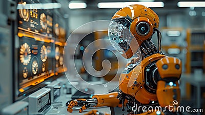 Robotic productivity: Advanced AI demonstrates efficient operations in visuals. Stock Photo