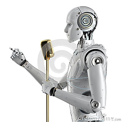 Robotic public speaker Stock Photo