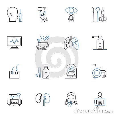 Robotic surgery line icons collection. Precision, Minimally, Invasive, Advanced, Surgery, Robotics, Innovation vector Vector Illustration