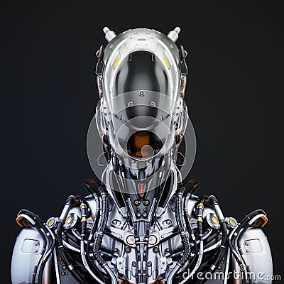 Stylish silver cyborg, 3d illustration Stock Photo