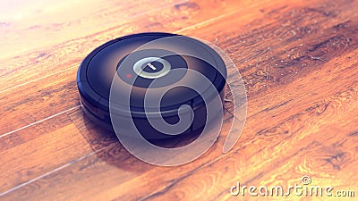 Robotic vacuum cleaner .smart cleaning technology isolated. 3d illustration Cartoon Illustration